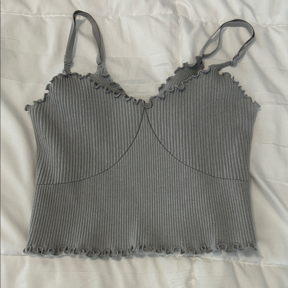Aerie Soft Gray Ribbed Tank Top